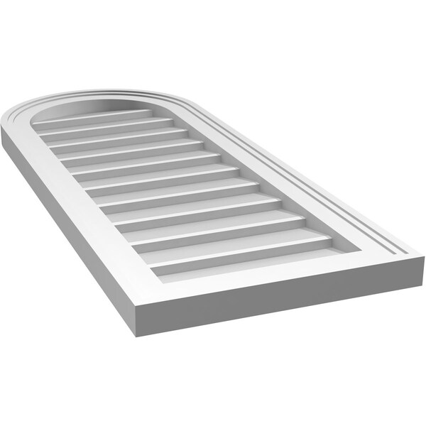 Ekena Millwork Round Top Surface Mount PVC Gable Vent w/ 2"W x 1-1/2"P Brickmould Frame, 14"W x 34"H - GVPRT14X3402SN
