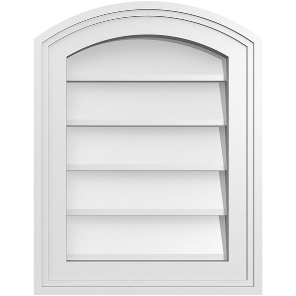 Ekena Millwork Arch Top Surface Mount PVC Gable Vent: Functional, w/ 2"W x 1-1/2"P Brickmould Frame, 14"W x 18"H - GVPAR14X1802SF