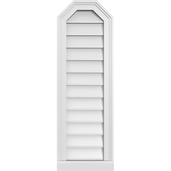 Ekena Millwork Octagonal Top Surface Mount PVC Gable Vent w/ 2"W x 2"P Brickmould Sill Frame, 12"W x 36"H - GVPOT12X3603SN