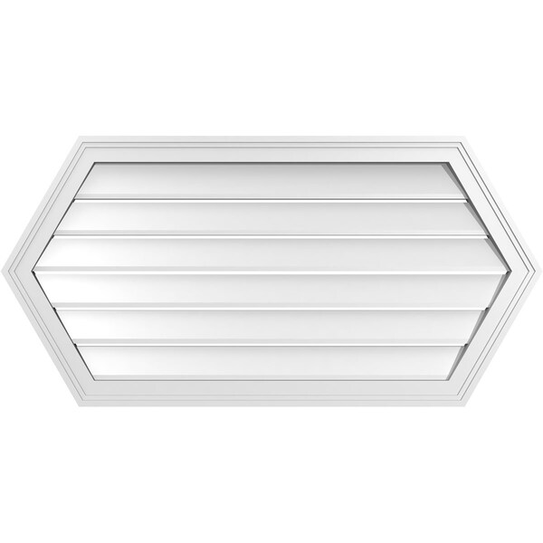 Ekena Millwork Half Round Surface Mount PVC Gable Vent: Functional, w/ 2"W x 1-1/2"P Brickmould Frame, 42"W x 21"H - GVPHR42X2102SF