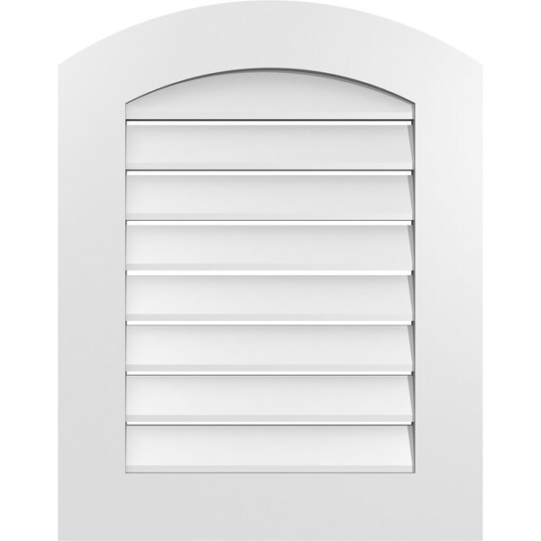 Ekena Millwork Arch Top Surface Mount PVC Gable Vent: Non-Functional, w/ 3-1/2"W x 1"P Standard Frame, 22"W x 26"H - GVPAR22X2601SN