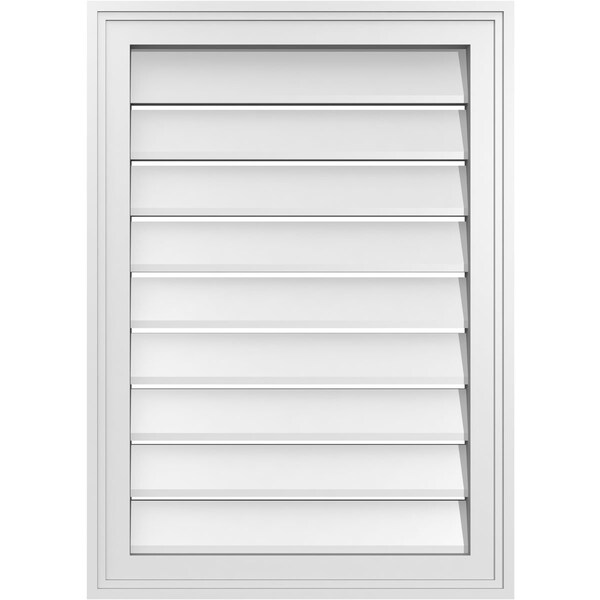 Ekena Millwork Vertical Surface Mount PVC Gable Vent: Functional, w/ 2"W x 1-1/2"P Brickmould Frame, 20"W x 28"H - GVPVE20X2802SF