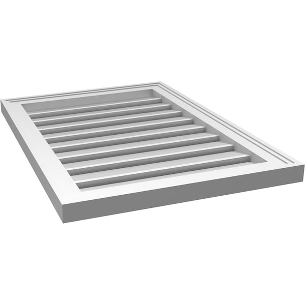 Ekena Millwork Vertical Surface Mount PVC Gable Vent: Functional, w/ 2"W x 1-1/2"P Brickmould Frame, 20"W x 28"H - GVPVE20X2802SF
