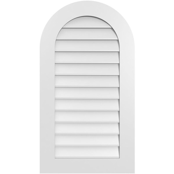 Ekena Millwork Round Top Surface Mount PVC Gable Vent: Non-Functional, w/ 3-1/2"W x 1"P Standard Frame, 22"W x 40"H - GVPRT22X4001SN