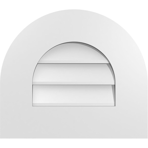 Ekena Millwork Round Top Surface Mount PVC Gable Vent: Non-Functional, w/ 3-1/2"W x 1"P Standard Frame, 16"W x 14"H - GVPRT16X1401SN