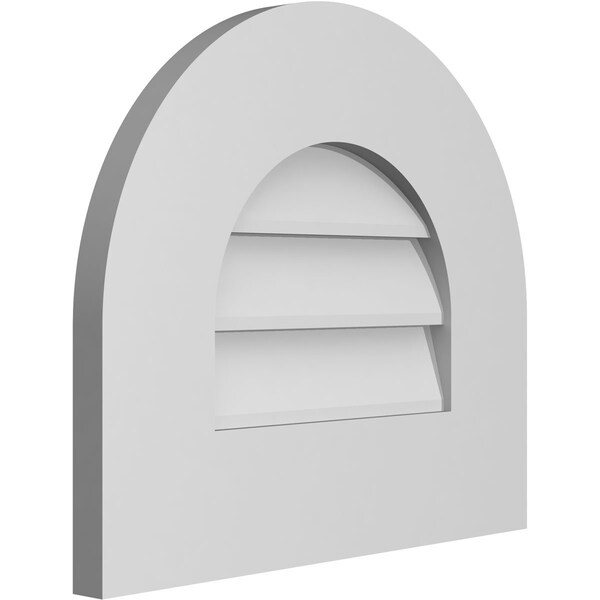 Ekena Millwork Round Top Surface Mount PVC Gable Vent: Non-Functional, w/ 3-1/2"W x 1"P Standard Frame, 16"W x 14"H - GVPRT16X1401SN