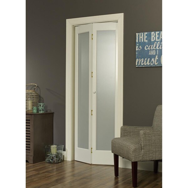 Parche 24 x 80 in. Full Glass Frosted Bifold Door, Unfinished Pine - PA3568706