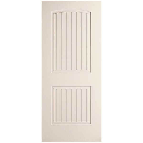 Codel Doors 36" x 80" Primed 2-Panel Arch Top V-Groove Santa Fe Molded Hollow Core Slab Door - 3068MHCSAN