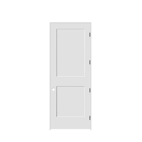 Trimlite 36"x96"x13/8" Primed 3Panel Mission Interior Shaker 71/4" LH Prehung Door Matte Black Hinges - 3080PRI8403LH10B714