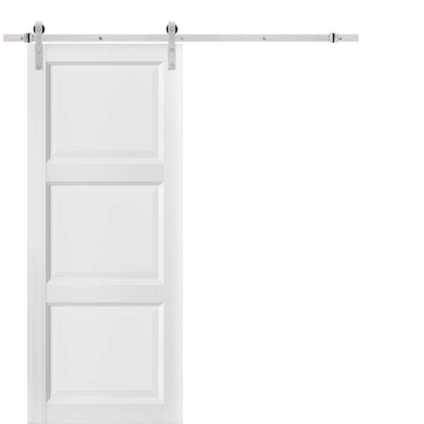 Sartodoors Barn Interior Door, 42" x 84", White - LUCIA2661BD-S-BEM-4284