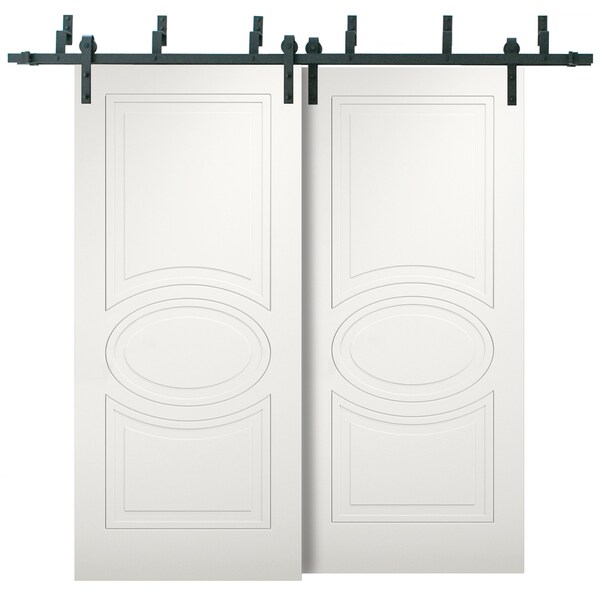 Vdomdoors Barn Bypass Interior Door, 48" x 96", White - MELA7001BBB-WS-4896