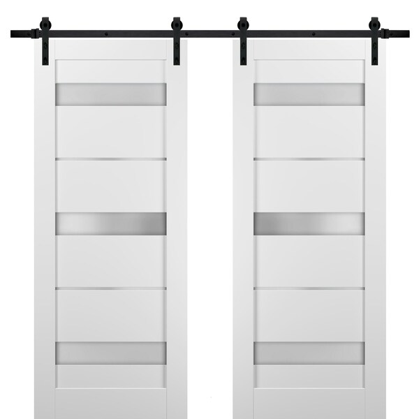 Sartodoors Double Barn Interior Door, 36" x 84", White - QUADRO4055DB-WS-3684