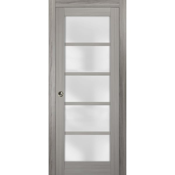 Sartodoors Pocket Interior Door, 32" x 96", Gray - QUADRO4002PD-SSS-3296
