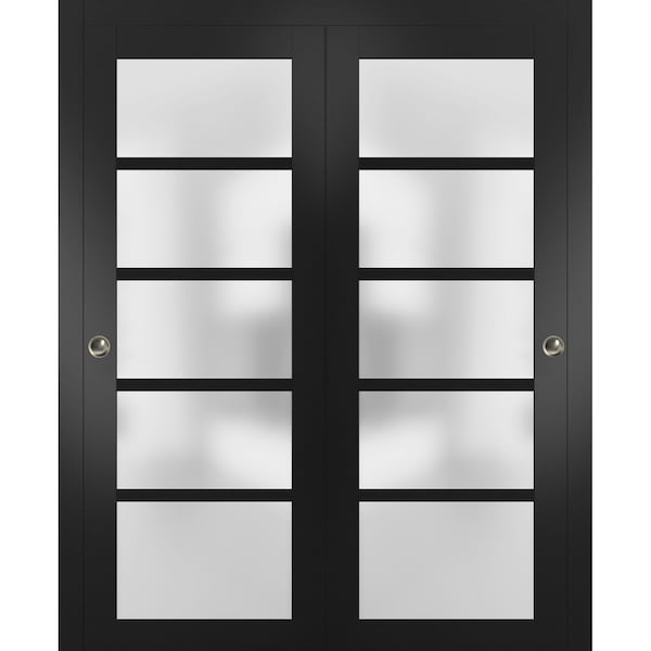 Sartodoors Closet Bypass Interior Door, 64" x 96", Black - QUADRO4002DBD-BLK-6496