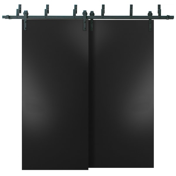 Sartodoors Barn Bypass Interior Door, 72" x 80", Black - PLANUM10BBB-BLK-72