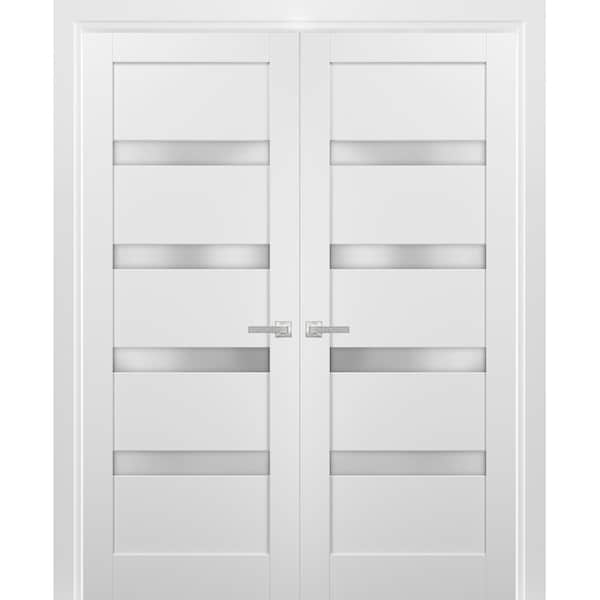 Sartodoors Double French Interior Door, 36" x 96", White - QUADRO4113DD-WS-3696
