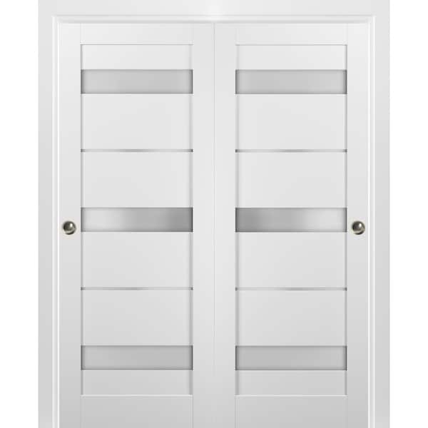 Sartodoors Closet Bypass Interior Door, 72" x 96", White - QUADRO4055DBD-WS-7296