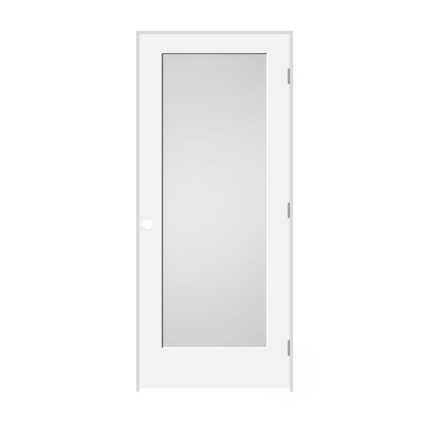 Trimlite 26"x80"x13/8" Primed 1Panel White Lami Glass Interior Shaker 71/4" LH Prehung - 2268PRI8401GLLH15714