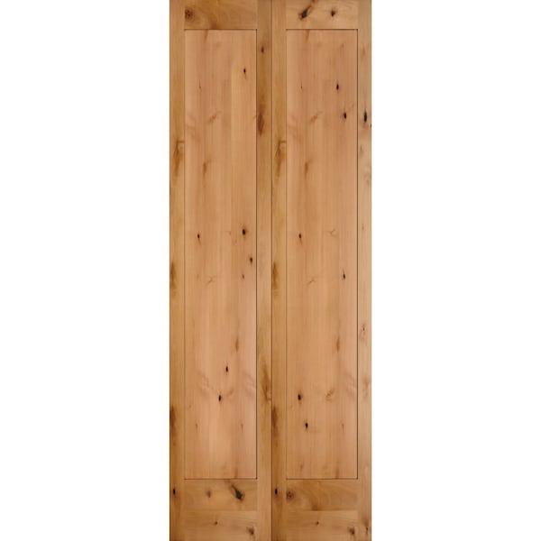Codel Doors 24" x 80" Knotty Alder 1-Panel Shaker Bifold Door and Hardware - 2068SKA8401BF