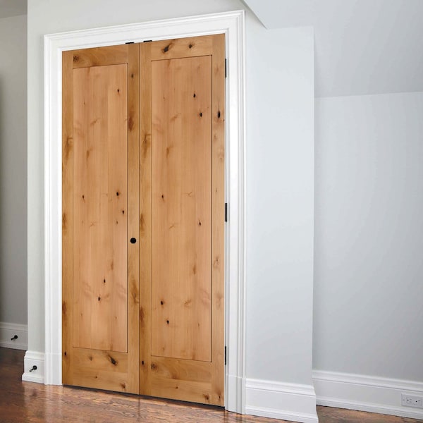 Codel Doors 24" x 80" Knotty Alder 1-Panel Shaker Bifold Door and Hardware - 2068SKA8401BF