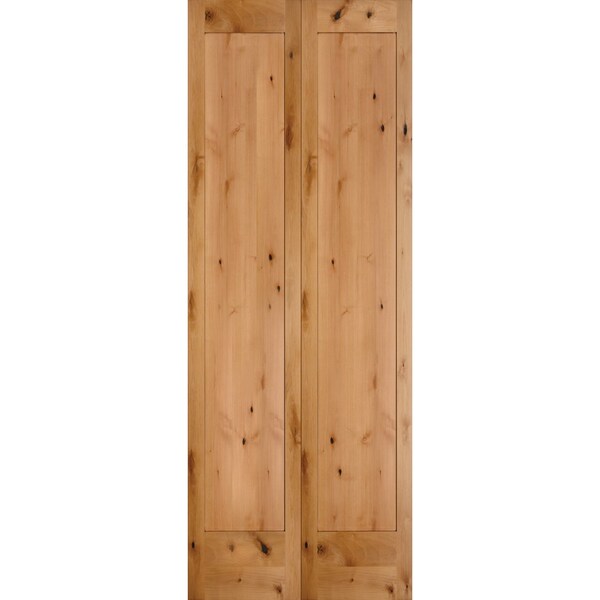 Trimlite 24" x 80" Knotty Alder 1-Panel Shaker Bifold Door and Hardware - 2068SKA8401BF
