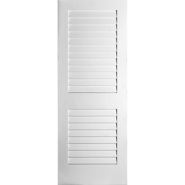 Codel Doors 28" x 80" Primed Plantation Louver Interior Shaker Slab Door - 2468PRI8730