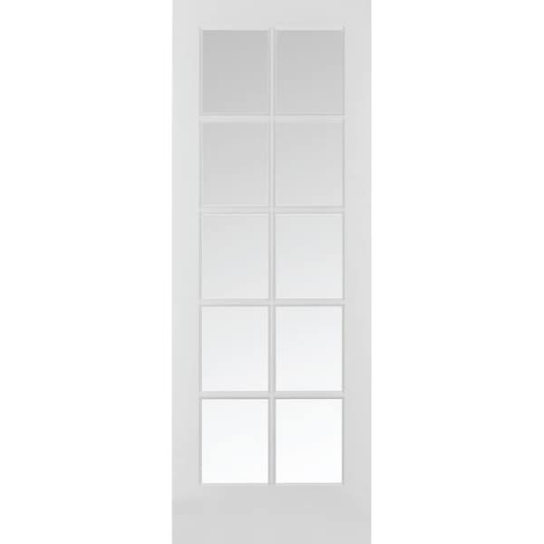 Trimlite 32" x 80" Primed 10-Lite Interior French Slab Door with Clear Tempered Glass - 2868PRI1310CLET