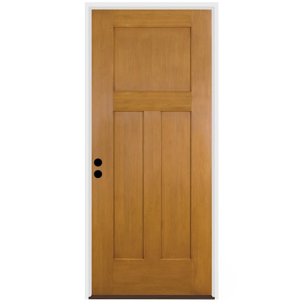 Codel Doors 32" x 80" Fir Grain Shaker Exterior Fiberglass Door - 2868RHISPFG3PSHK691615B