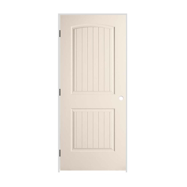 Codel Doors 32"x80"x1-3/8" Primed 2-Panel Arch Top V-Groove Santa Fe Molded Hollow Core 4-9/16" RH Prehung Door - 2868MHCSANRH1D4916
