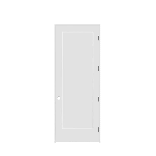 Codel Doors 30" x 96" x 1-3/8" Primed 1-Panel Interior Shaker 4-9/16" LH Prehung Door with Matte Black Hinges - 2680PRI8401LH10B4916