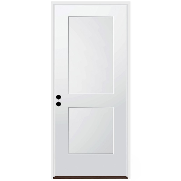 Codel Doors 36" x 80" Primed White Shaker Exterior Fiberglass Door - 3068RHISPSF2PSHK491610BB