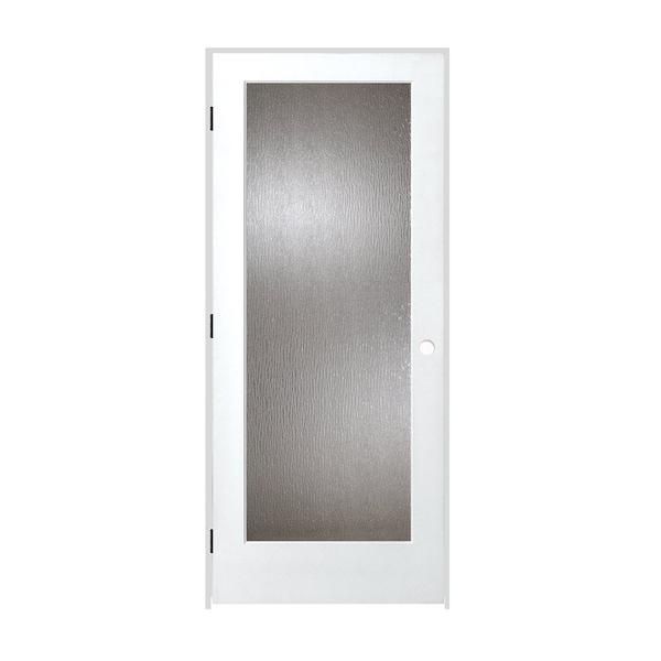 Trimlite 24"x80"x13/8" Primed 1Lite Rain Tempered Glass Interior French 71/4" RH Prehung Door Black Hinges - 2068PRI1501RAITRH1D714