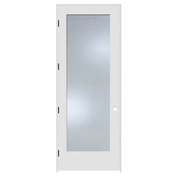 Trimlite 36"x96"x13/8" Primed 1Lite Clear Tempered Glass Interior French 71/4" RH Prehung Door Black Hinges - 3080PRI1501NPCLETRH1D714