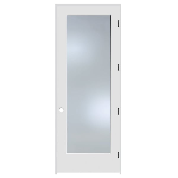 Trimlite 36"x96"x13/8" Primed 1Lite Clear Tempered Glass Interior French 71/4" LH Prehung Door Black Hinges - 3080PRI1501NPCLETLH1D714