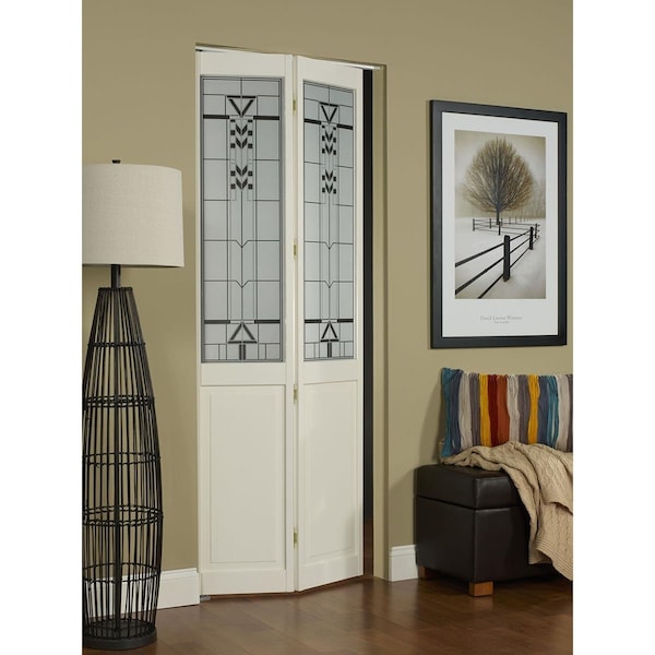 American Wood 32 x 80 in. Half Glass Sedona Bifold Door, Unfinished Pine - 814728