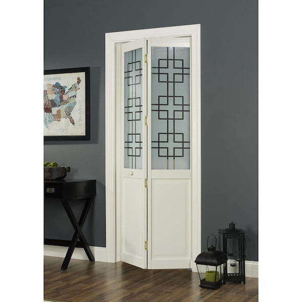 American Wood 32 x 80 in. Half Glass Symmetry Bifold Door, Unfinished Pine - 855728