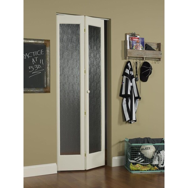 Parche 30 x 80 in. Full Glass Aspen Bifold Door, Unfinished Pine - PA3589351