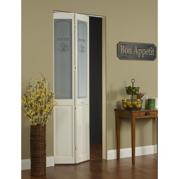 Parche 36 x 80 in. Half Glass Pantry Bifold Door, Unfinished Pine - PA3568704