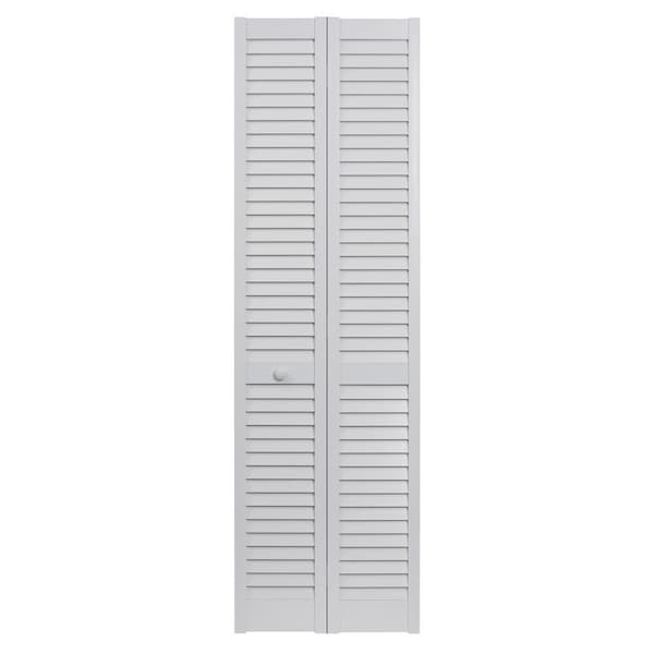 Perfectpatio 30 x 80 in. Seabrooke PVC 2 Panel Square Hollow Core Full Louver Bifold Door, White - PE3029653