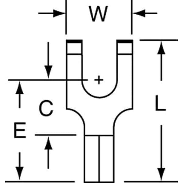Terminales horquilla sin aislamiento de 22-18 AWG para bloque, calibre #6, paquete de 1000 - MU18-6FBK