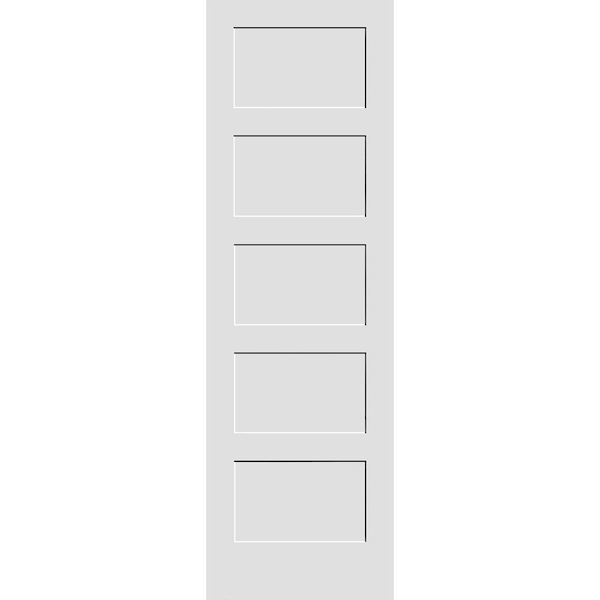 Codel Doors 26" x 96" Primed 5-Panel Equal Panel Interior Shaker Slab Door - 2280PRI8405
