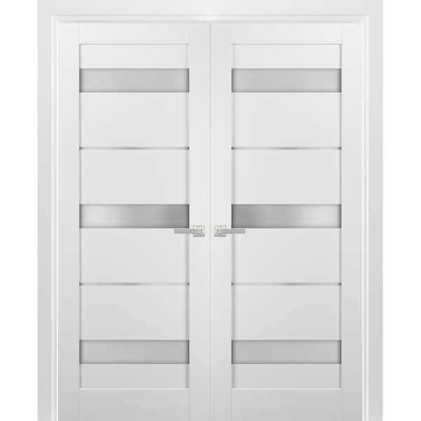 Sartodoors Double French Interior Door, 56" x 80", White - QUADRO4055DD-WS-56