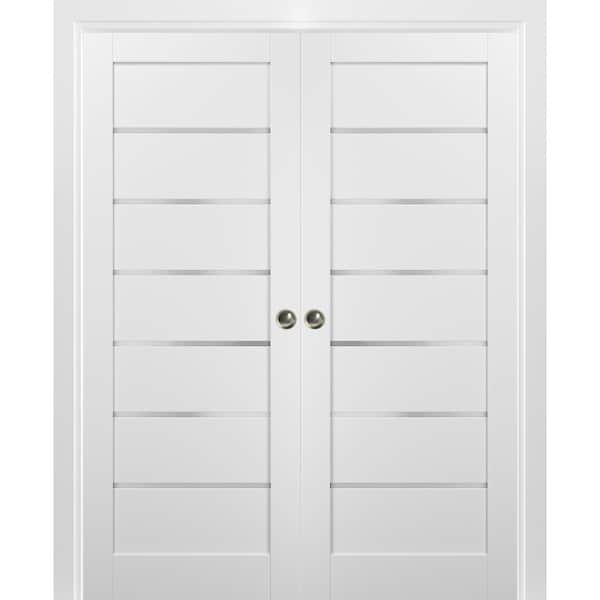 Sartodoors Double Pocket Interior Door, 60" x 84", White - QUADRO4117DP-WS-6084