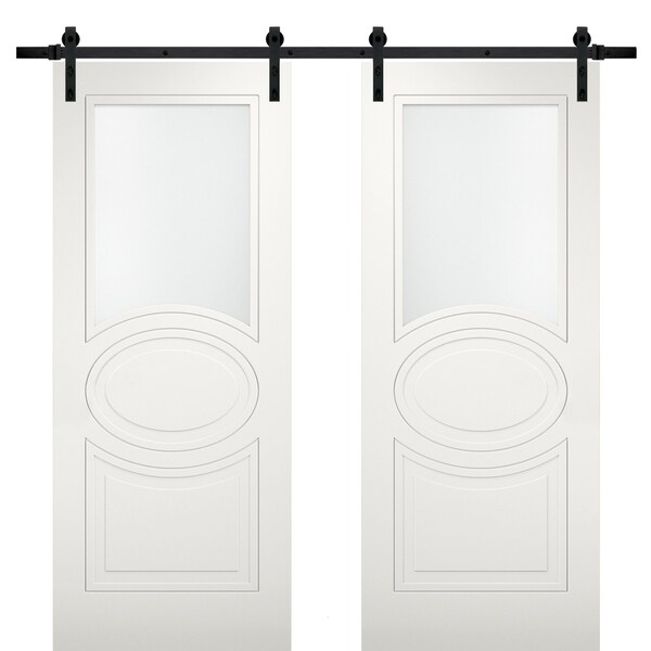 Vdomdoors Double Barn Interior Door, 64" x 80", White - MELA7012DB-WS-64