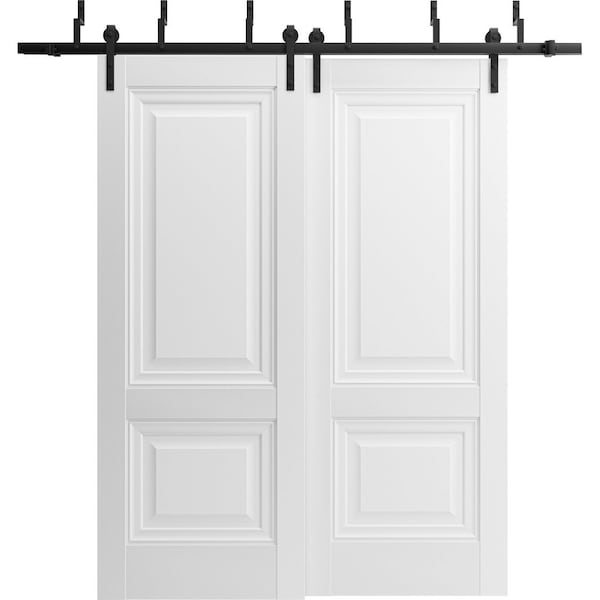 Sartodoors Sliding Closet Barn Bypass Doors 64 x 96in, Lucia 8831 White Silk, Sturdy 6.6ft Rails - LUCIA8831BBB-WS-6496