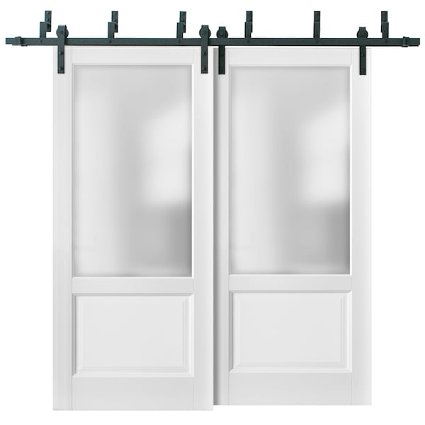 Sartodoors Barn Bypass Interior Door, 84" x 84", White - LUCIA22BBB-BEM-8484