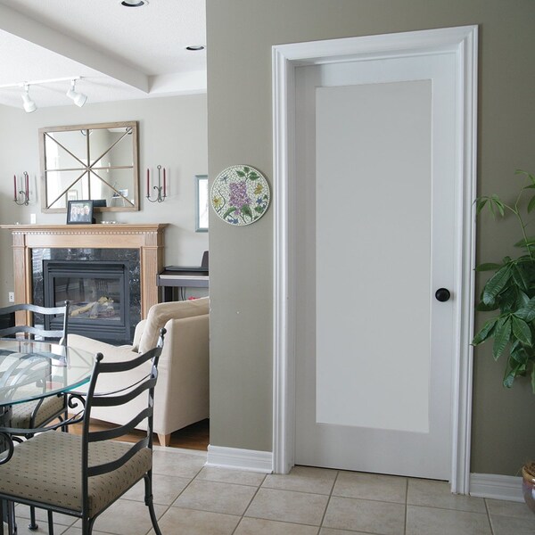 Codel Doors 36" x 80" Primed 1-Lite Interior French Slab Door with Satin Etch Tempered Glass - 3068PRI1501SATT