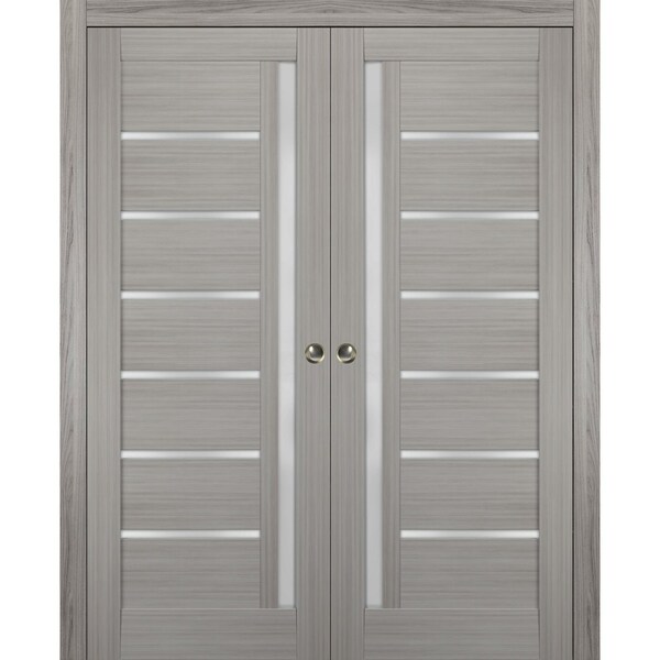 Sartodoors Double Pocket Interior Door, 48" x 80", Gray - QUADRO4088DP-SSS-48