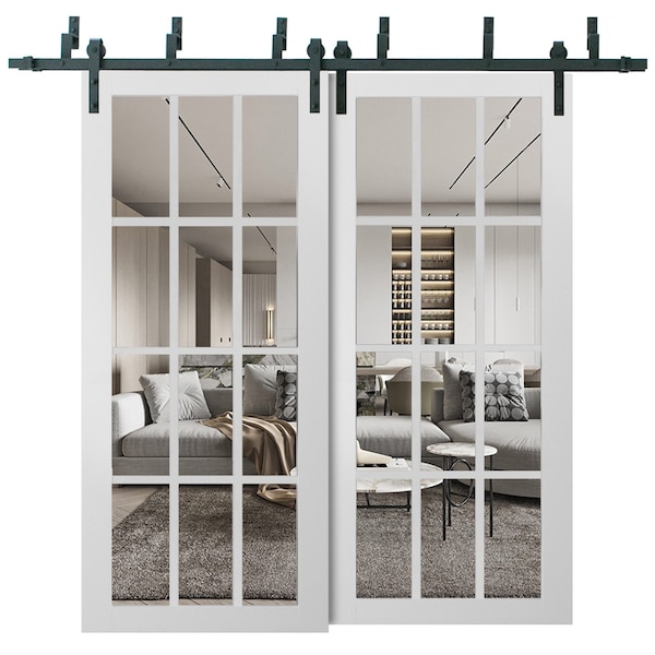 Sartodoors Barn Bypass Interior Door, 48" x 96", White - FELICIA3355BBB-BEM-4896