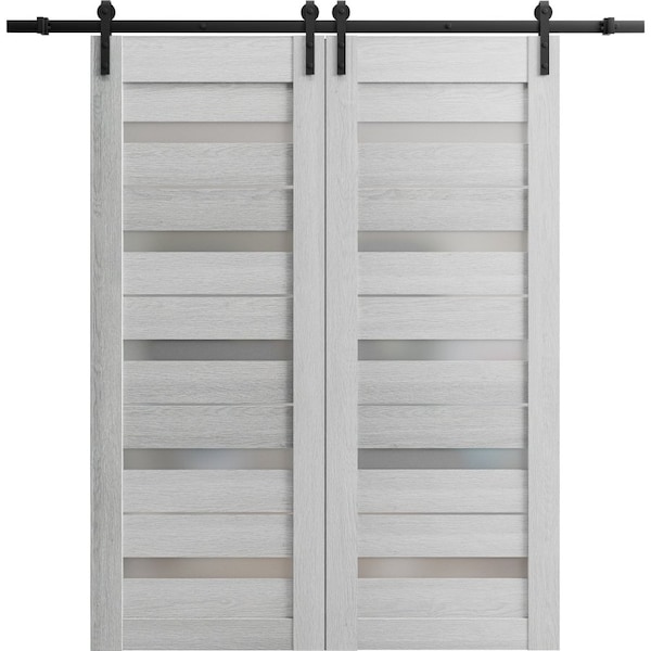 Sartodoors Sturdy Barn Door 30 x 84in, Quadro 4111 Matte Black, Stainless Steel 6.6FT Rail Hangers Heavy Set - QUADRO4111BD-S-BLK-3084